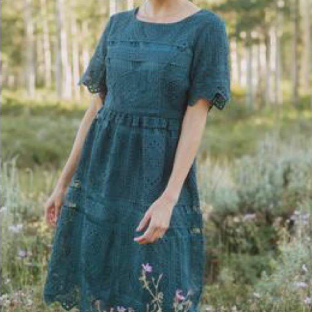 Teal Crochet Lace Dress